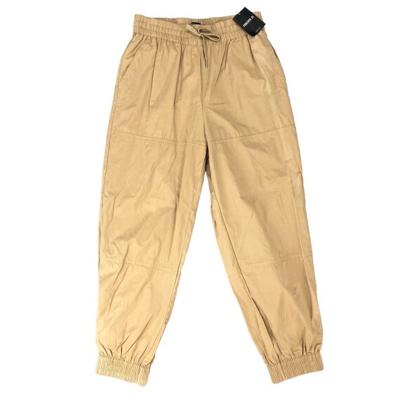Forever 21 Jogger Womens M Medium Khaki Elastic Waist Drawstring High Rise *READ - Picture 1 of 15